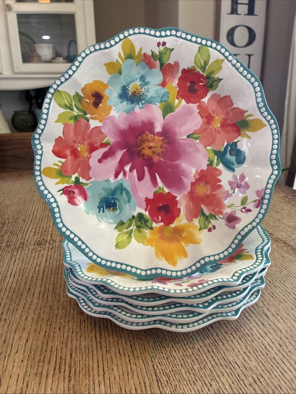 Set of 6 The Pioneer Woman Breezy Blossoms Melamine Dinner Plates 8.5 Floral